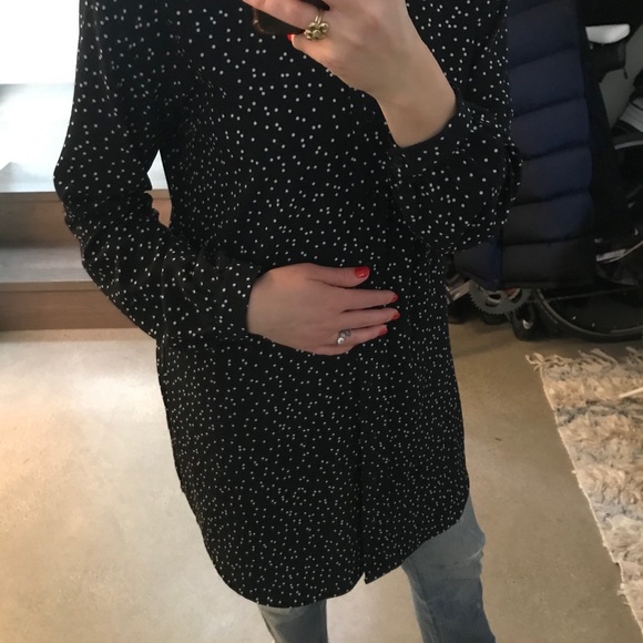 Frank & Oak Navy Polka Dot Shirt Dress - Picture 7 of 10